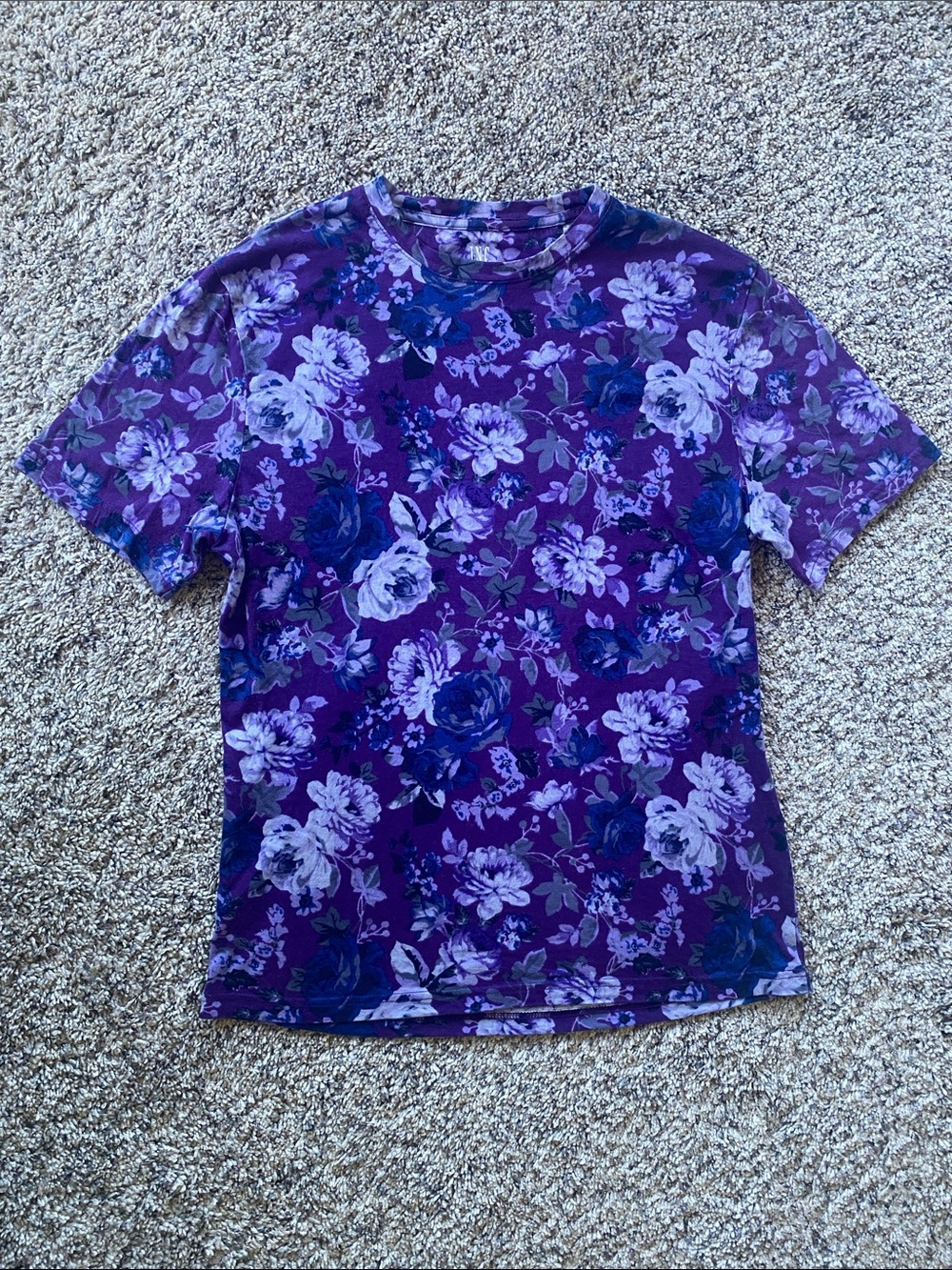 INC Purple Floral Short Sleeve Cotton Tee XS💜💙